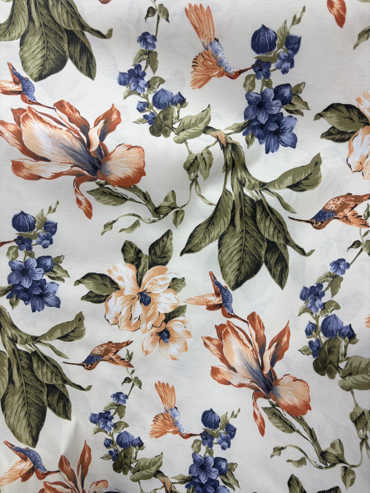 קנבס פרחוני ציפורים