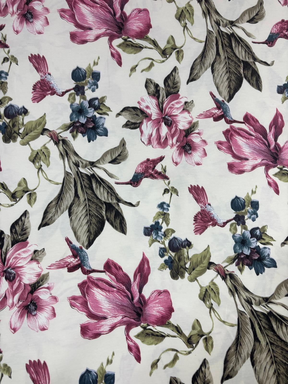 קנבס פרחים וציפורים