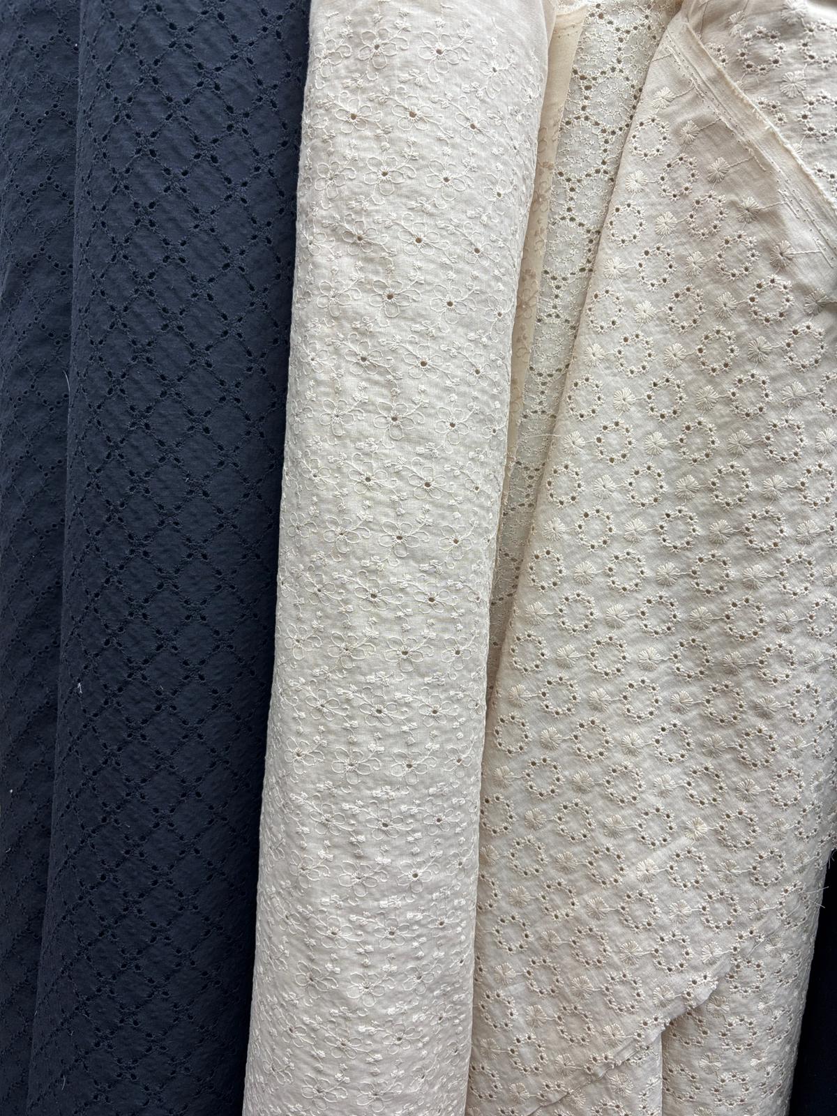 בד כותנה שוויצרית רקומה תחרה